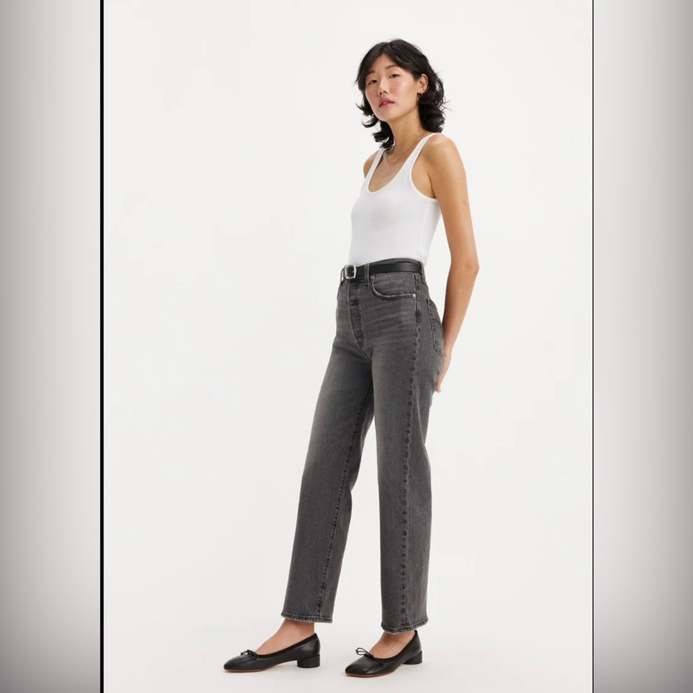 Free people Levi's high rise Women's ribcage straight leg Gray Jeans - Picture 2 of 12